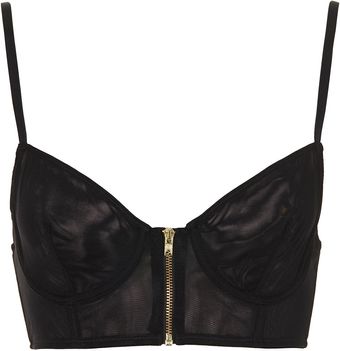 Topshop Clean Mesh Zip Front Bralet - Lyst