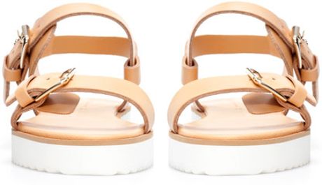 Zara Flat Sandals with Buckle in Beige (brown) | Lyst