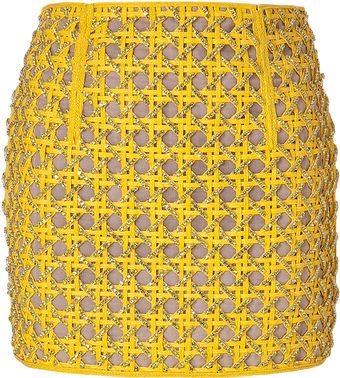 Balmain Mini Skirt with Crystals in Dark Yellow - Lyst