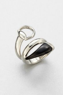 Gucci Sterling Silver Black Horn Wrapped Ring - Lyst