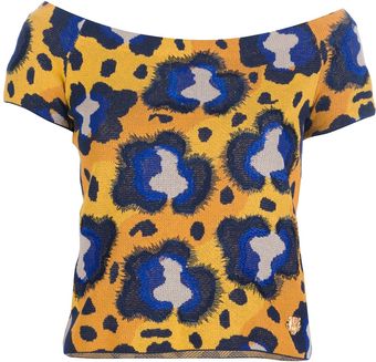 Kenzo Leopard Print Boat Neck Top - Lyst