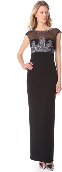 Notte By Marchesa Illusion Neckline Gown - Lyst