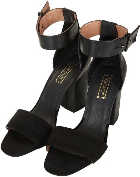 Topshop Square Toe Sandals in Black | Lyst