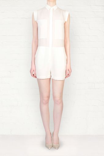 T By Alexander Wang T By Alexander Wang White Silk Playsuit - Lyst