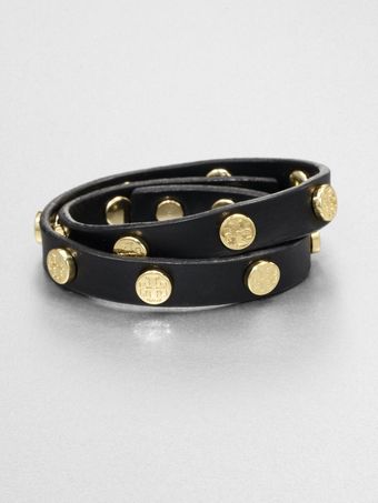 Tory Burch Double Wrap Leather Bracelet - Lyst