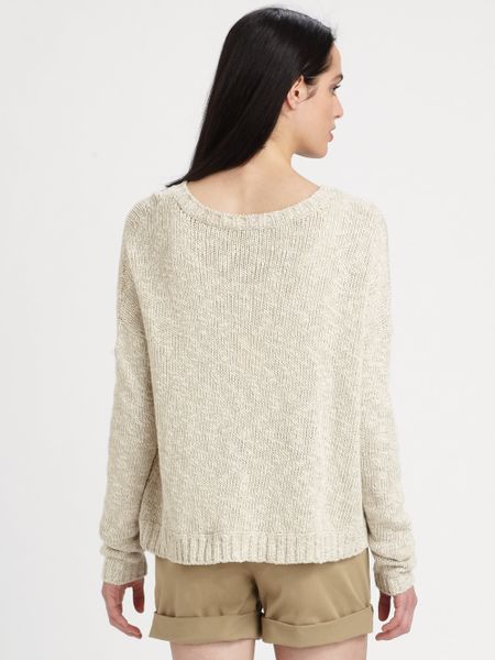 Vince Boxy Cotton Linen Sweater In Beige Natural Lyst