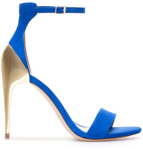 Zara Combination High Heel Sandals in Blue | Lyst