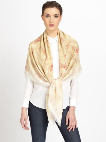 Alexander McQueen Silk Chiffon Buttercup Skull Print Scarf - Lyst