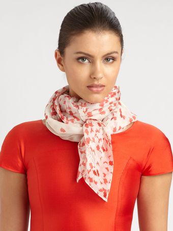 Armani Petal Print Silk Scarf - Lyst