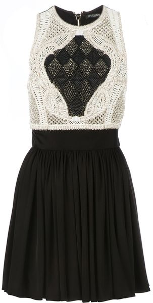 Balmain Crochet Knit Dress - Lyst