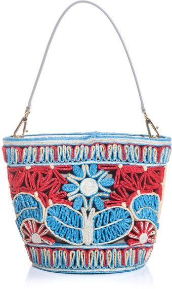 Dolce & Gabbana Miss Ingrid Floralraffia Bucket Bag - Lyst