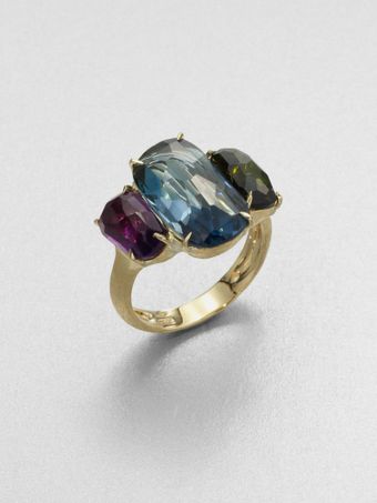 Marco Bicego 18k Gold Semi Precious Three Stone Ring - Lyst