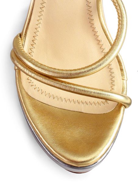 Moschino Wraparound Ankle Tie Wedge Sandalsgold in Gold | Lyst