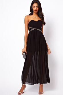 Tfnc Maxi Dress with Embellished Bandeau and Sweetheart Neckline - Lyst