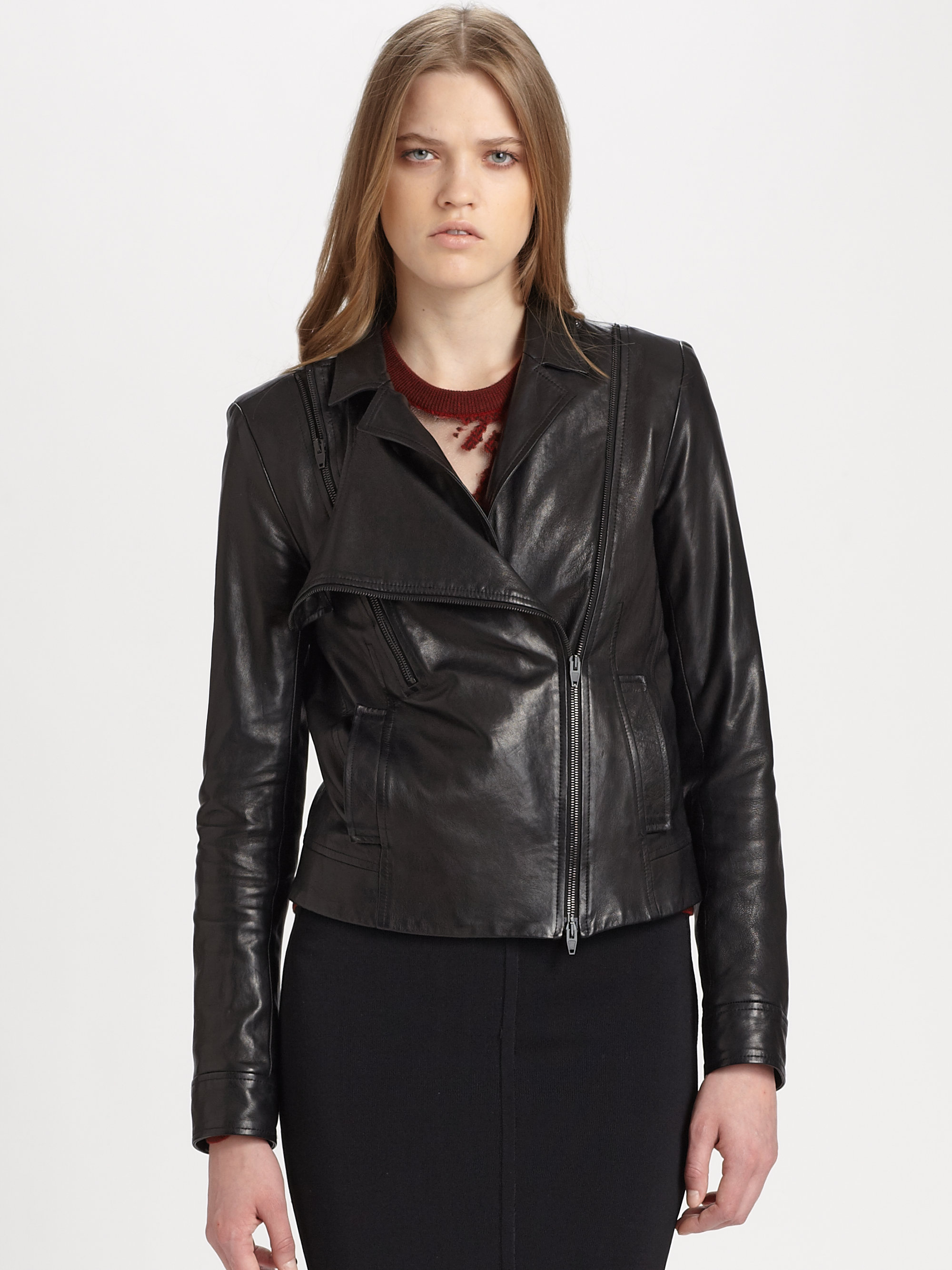Alexander Wang Doublezip Lambskin Leather Jacket in Black | Lyst