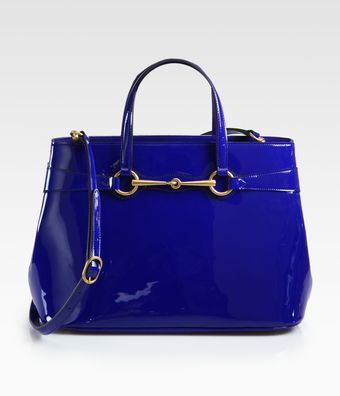 Gucci Bright Bit Medium Patent Leather Tote - Lyst