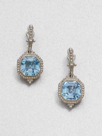 Judith Ripka Blue Topaz Sterling Silver Drop Earrings - Lyst