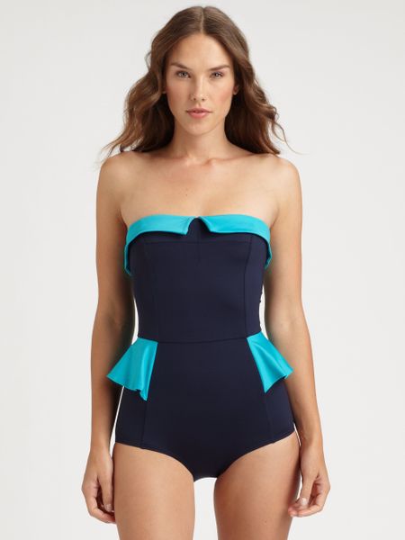 Marc By Marc Jacobs Onepiece Peplum Swimsuit in Blue (ink ...