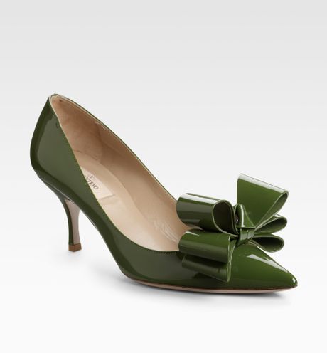 Valentino Patent Leather Pumps in Green | Lyst