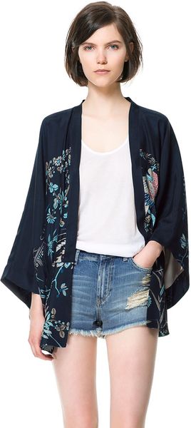 Zara Bird Print Kimono - Lyst