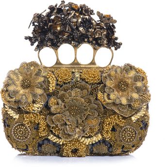 Alexander McQueen Flower Appliqué Knuckleduster Clutch - Lyst