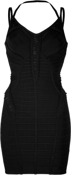 Hervé Léger Albizia Embellished Handcrafted Bandage Dress in Black - Lyst
