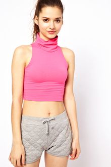 American Apparel Turtleneck Crop Top - Lyst