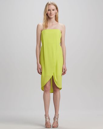 BCBGMAXAZRIA Strapless Cut Away Hem Dress - Lyst