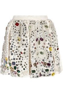 Dolce & Gabbana Crystal embellished Jacquard Mini Skirt - Lyst