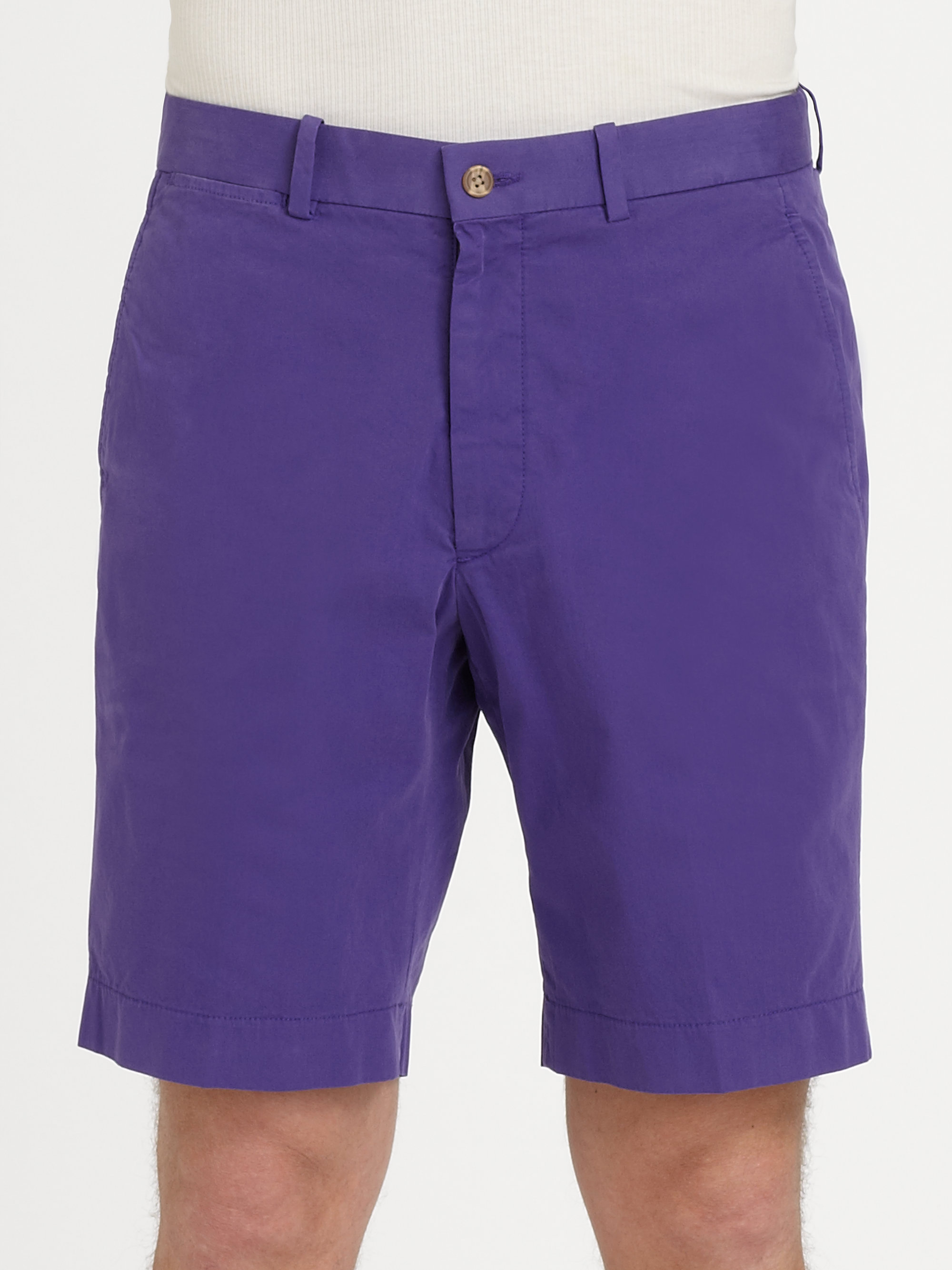 Saks Fifth Avenue Men Collection Garmentdyed Cotton Shorts in Purple for Men Lyst