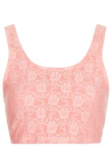 Topshop Super Cropped Lace Top - Lyst