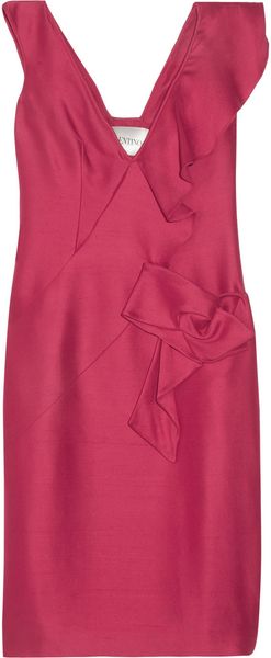 Valentino Slub-silk Dress - Lyst