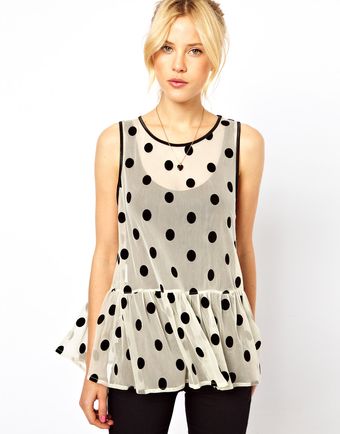 Asos Top with Flocked Spots - Lyst