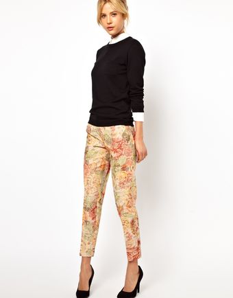 Asos Trousers in Floral Jacquard - Lyst