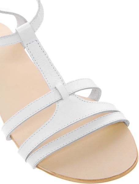 Asos Florence Leather Flat Sandals in White | Lyst