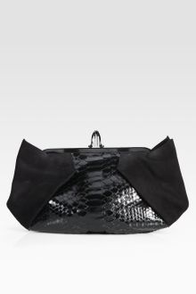 Christian Louboutin Loubis Angel Snakeskin Suede Clutch - Lyst