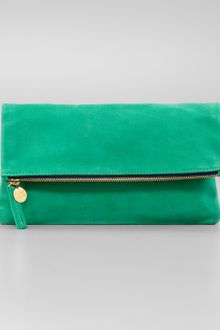 Clare Vivier Nubuck Foldover Clutch Bag - Lyst