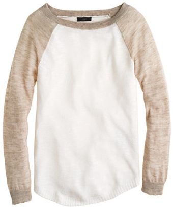 J.Crew Linen Baseball Sweater - Lyst