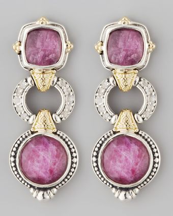 Konstantino White Sapphire Ruby 3tier Drop Earrings - Lyst