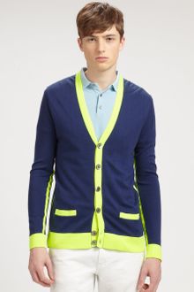 Marc By Marc Jacobs Silk Cotton Cashmere Contrasttrimmed Cardigan - Lyst