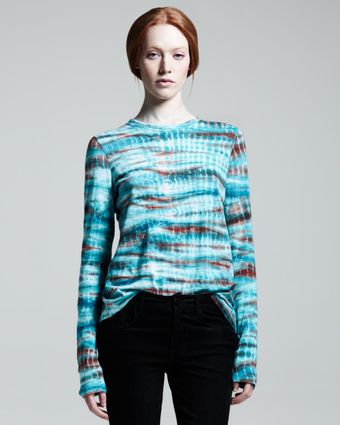 Proenza Schouler Long Sleeve Tiedye Tshirt Emeraldrust - Lyst