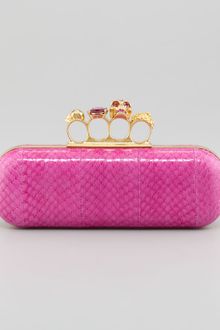 Alexander McQueen Knuckleduster Snakeskin Box Clutch Pink - Lyst