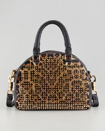 Christian Louboutin Panettone Small Spiked Leopardprint Satchel Bag - Lyst
