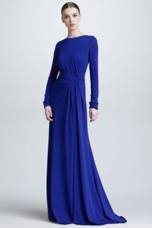 Elie Saab Longsleeve Gathered Jersey Gown  - Lyst