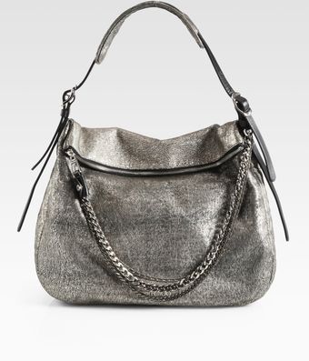 Jimmy Choo Biker Cracked Metallic Leather Hobo - Lyst