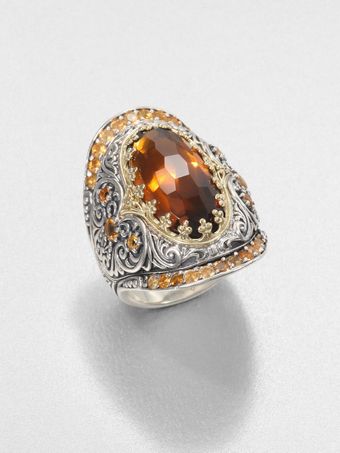 Konstantino Cognac Quartz Citrine Sterling Silver An 18k Yellow Gold Ring - Lyst