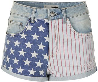 Moto Bleach Flag Hotpants - Lyst
