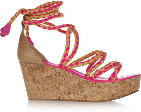 Tory Burch Petra Rope Wedge Sandals in Pink (cream) | Lyst
