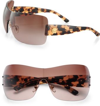 Versace Rimless Wrap Shield Sunglasses - Lyst