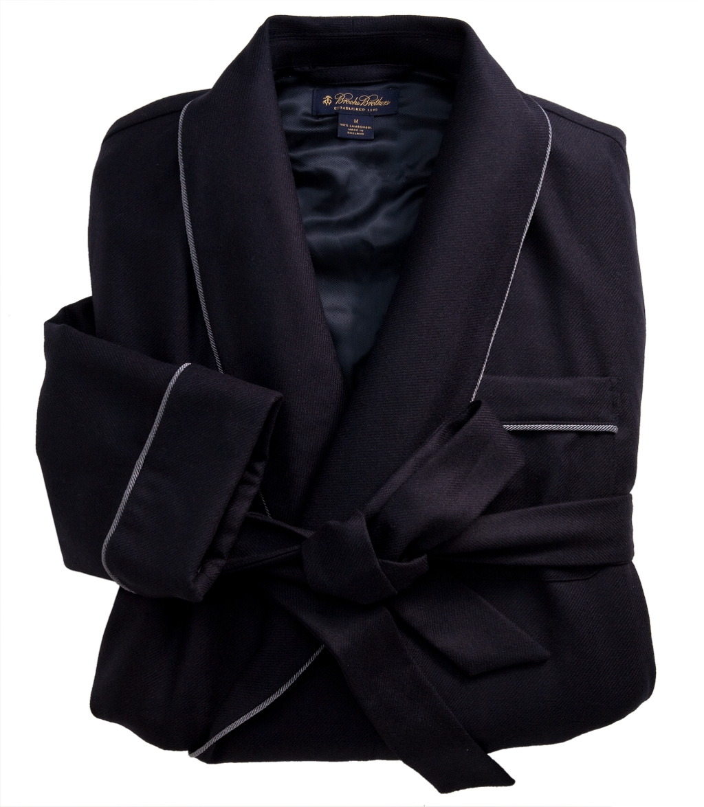 Brooks Brothers Lambswool Robe In Blue For Men navy Lyst feather-silk-satin-evening-robe-long-v-neck-bathrobe-aline-formal-par